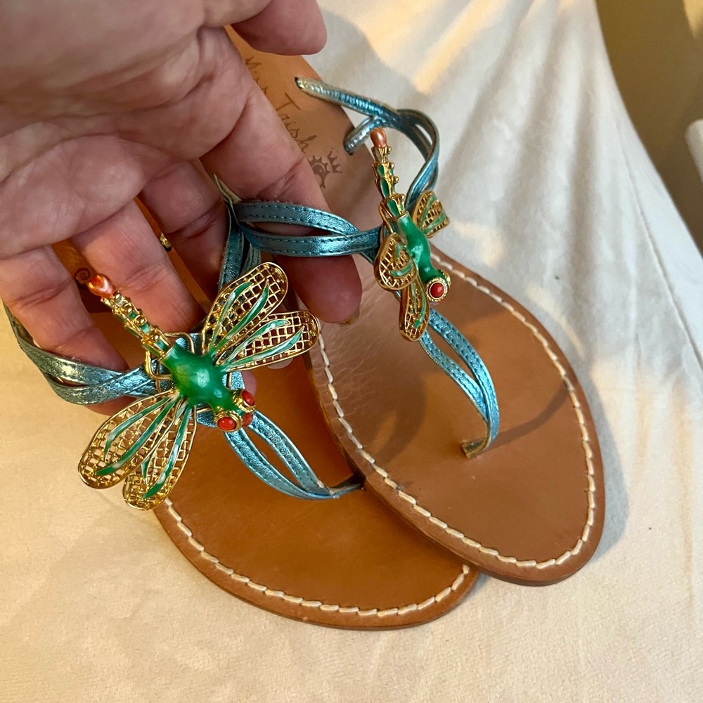 $695 Miss Trish Of Capri Sandals Mule Shoe  Shimmer Embellished Butterfly‎ 41